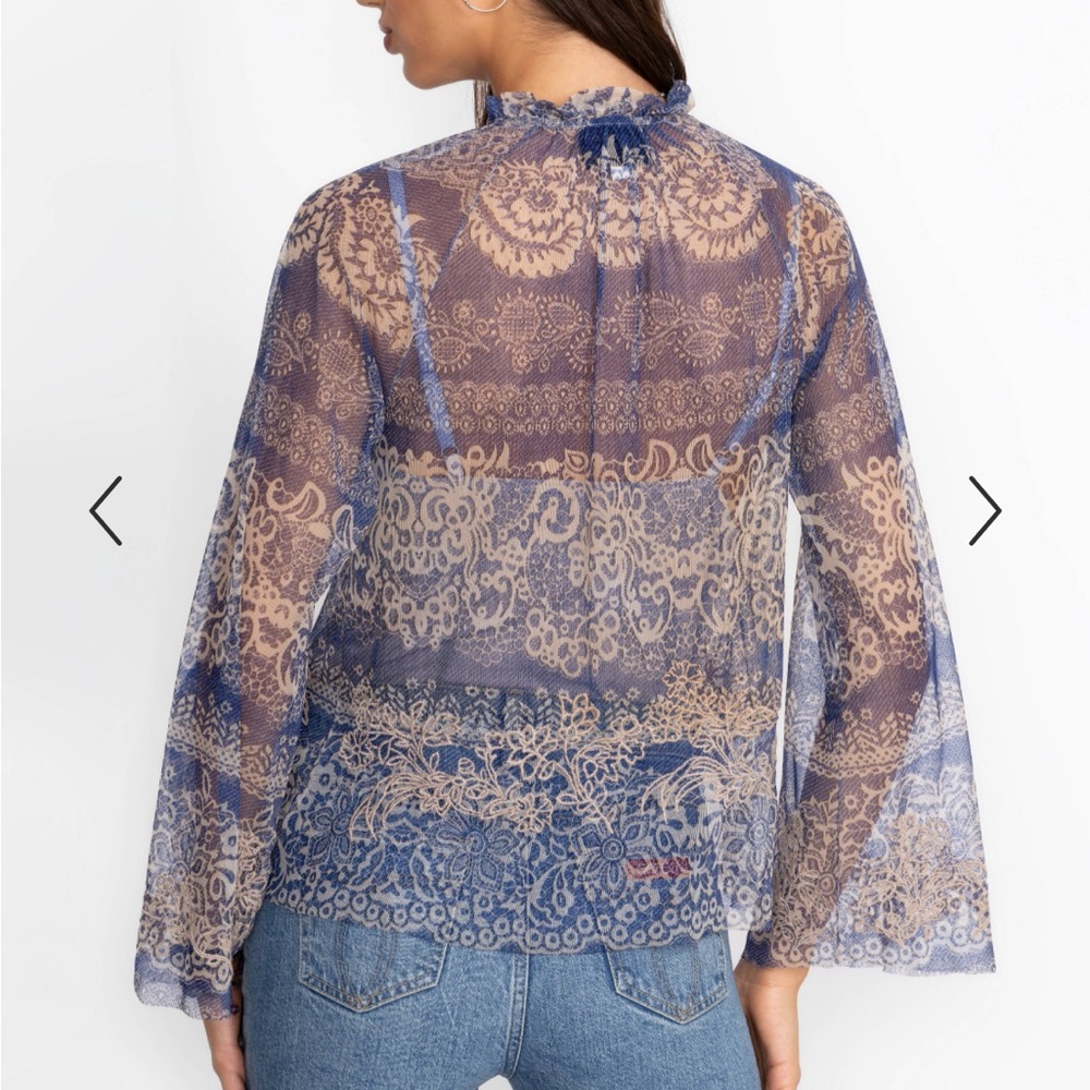 NWT Johnny Was Mazzy Peasant Sheer Boho Blouse in Francis Size M - Picture 4 of 16